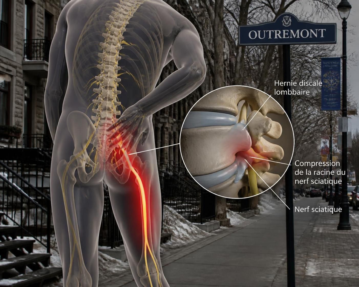 découvrez les effets de la compression nerveuse sur la sciatique à outremont, ses symptômes, causes et options de traitement pour soulager la douleur.