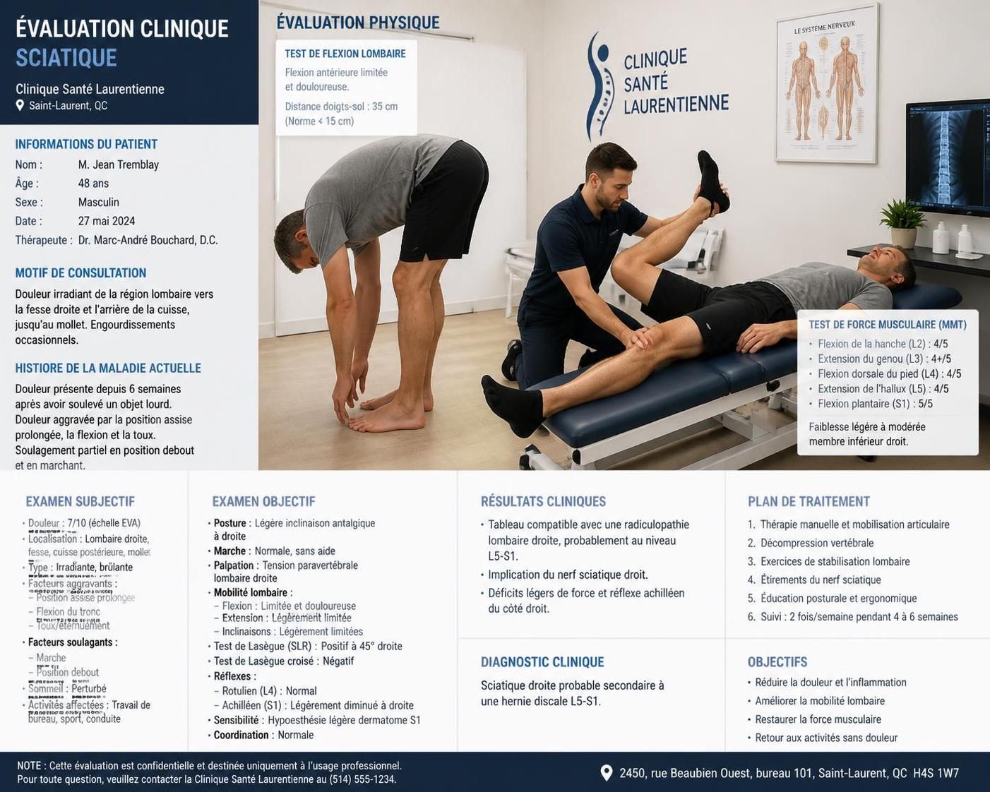 découvrez pourquoi l’évaluation clinique est essentielle pour un diagnostic précis et un traitement efficace de la sciatique à saint-laurent.